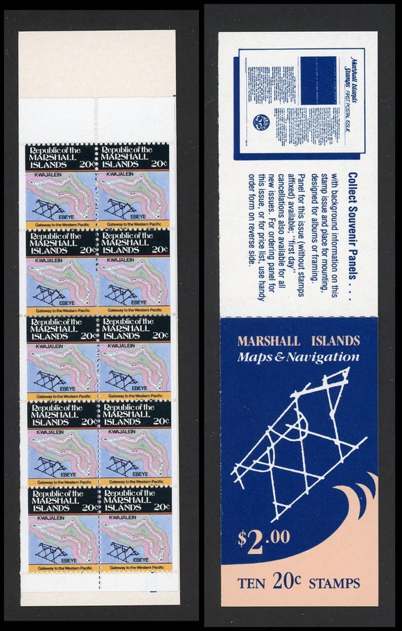 Marshall Islands Scott #41a MNH BOOKLET COMPLETE Maps Navigation 10x20c CV$10+