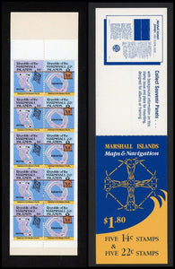 Marshall Islands Scott #42b MNH BOOKLET COMPLETE Maps 5x14c 5x22c CV$8+