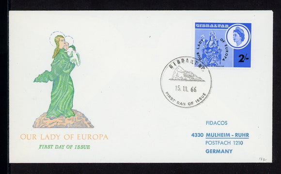 Gibraltar Scott #182 FIRST DAY COVER Our Lady of Europa $$