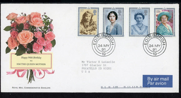 Great Britain Scott #1327-1330 FIRST DAY COVER Queen Mother's 90th Birthday $$