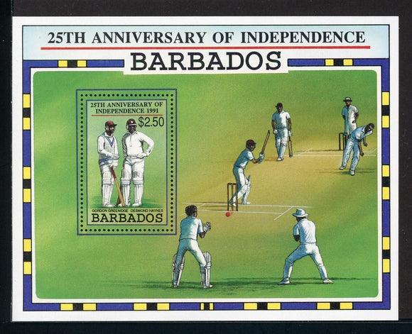 Barbados Scott #817 MNH S/S Independence 25th ANN Cricket SPORTS CV$16+