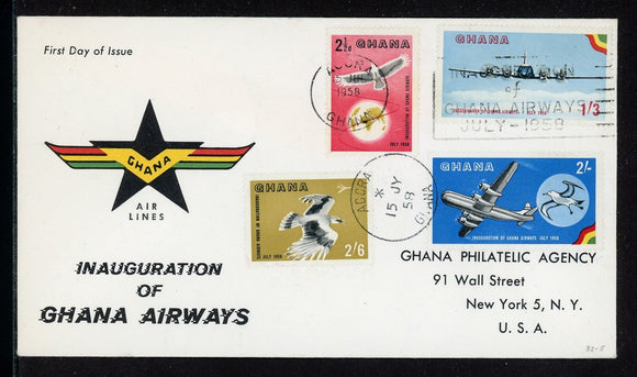 Ghana Scott #32-35 FIRST DAY COVER Ghana Airways Inauguration $$