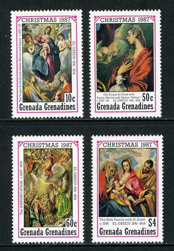 Grenada Grenadines Scott #929-932 MNH Christmas 1987 ART CV$8+