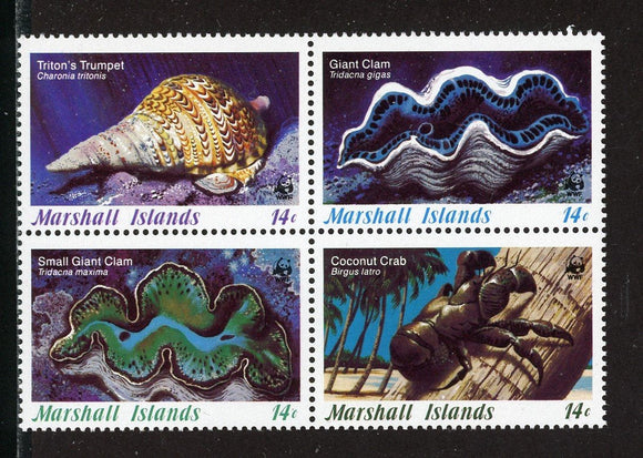 Marshall Islands Scott #113a MNH BLOCK Marine Invertebrates FAUNA CV$8+