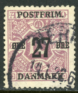Denmark Scott #149 Used Numerals 27o on 10o dp lilac CV$17+