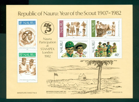 Nauru Scott #249a MNH S/S Scouting Year STAMPEX London '82 $$