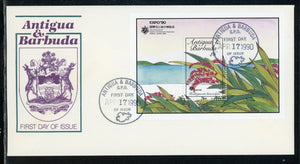 Antigua & Barbuda Scott #1294 FIRST DAY COVER Orchids Flowers S/S EXPO '90 CACHET $$