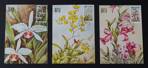 Brazil Scott #1792a-c POSTCARDS (3) BRAPEX V Stamp EXPO Orchids FD Cancel $$