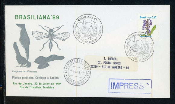 Brazil Scott #2176 COVER BRASILIANA '89 Thematic Stamps Orchids $$