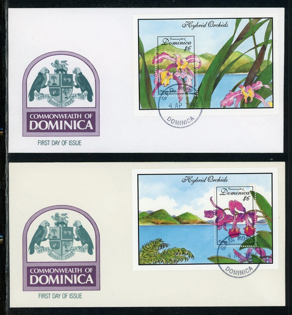 Dominica Scott #1675-1676 FIRST DAY COVERS (2) Orchids Flowers FLORA S/S's $$