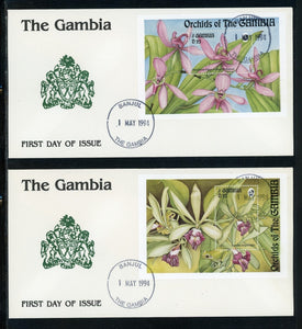 Gambia Scott #1522-1523 FIRST DAY COVERS (2) Orchids FLORA $$