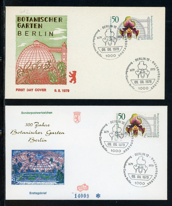 Germany Scott #9N434 FIRST DAY COVERS (2) Botanical Garden 300th ANN Orchids $$