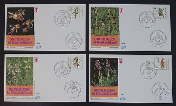 Germany Scott #B623-B626 FIRST DAY COVERS (4) Orchids Berlin 12 CACHET $$
