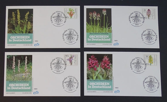 Germany Scott #B623-B626 FIRST DAY COVERS (4) Orchids Bonn 1 CACHET $$