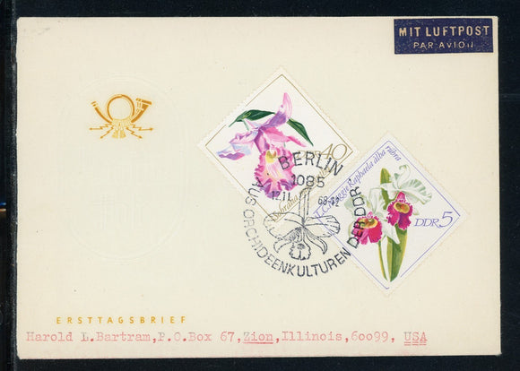 Germany DDR Scott #1057//1061 FIRST DAY COVER Berlin Orchid Show  $$