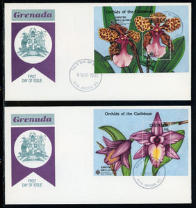 Grenada Scott #1808-1809 FIRST DAY COVERS (2) Orchids EXPO '90 FLORA S/S's $$