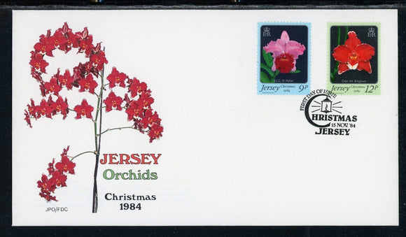 Jersey Scott #346-347 FIRST DAY COVER Orchids Flowers FLORA Christmas $$