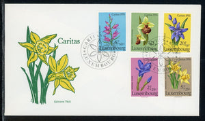 Luxembourg Scott #B308-B312 FIRST DAY COVER Orchids Flowers FLORA $$