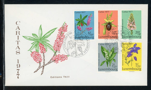 Luxembourg Scott #B313-B317 FIRST DAY COVER Orchids Flowers FLORA $$