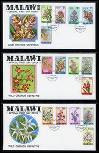 Malawi Scott #327-341 FIRST DAY COVERS (3) Orchids Flowers FLORA $$