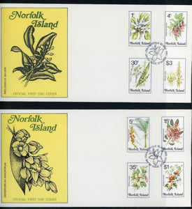 Norfolk Island Scott #323//337 FIRST DAY COVERS (2) Orchids Flowers FLORA $$