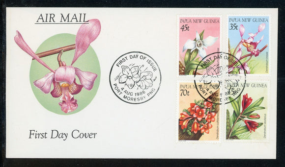 Papua New Guinea Scott #651-654 FIRST DAY COVER Orchids Plants FLORA $$