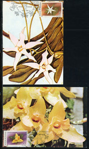 Romania Scott #3535//3536 POSTCARDS (2) Orchids FLORA Cluj Gardens CACHET #2 $$