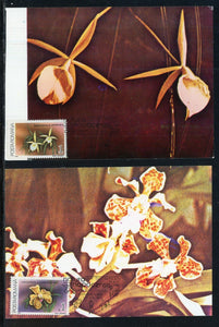 Romania Scott #3535//3536 POSTCARDS (2) Orchids FLORA Cluj Gardens CACHET $$