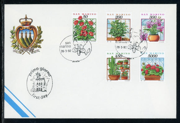 San Marino Scott #1251-1255 FIRST DAY COVER Orchids Flowers FLORA $$