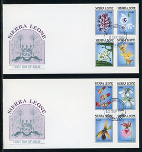 Sierra Leone Scott #1078-1085 FIRST DAY COVERS (2) Orchids Flowers FLORA $$