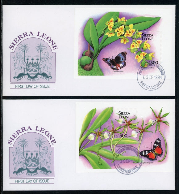 Sierra Leone Scott #1749-1750 FIRST DAY COVERS (2) Orchids Flowers FLORA S/S $$