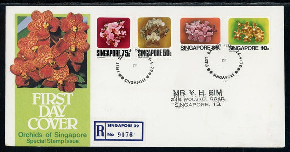 Singapore Scott #319-322 FIRST DAY COVER Orchids Flowers FLORA $$