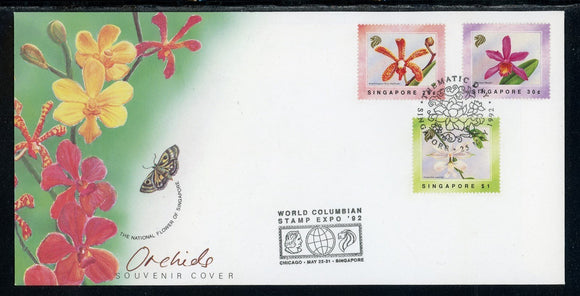 Singapore Scott #602-604 FIRST DAY COVER Orchids FLORA Stamp EXPO CACHET $$