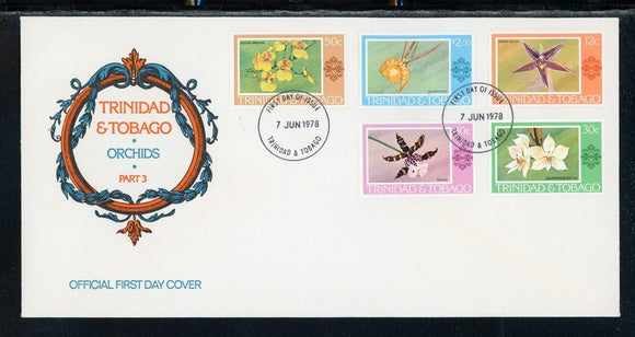 Trinidad & Tobago Scott #284-288 FIRST DAY COVER Orchids Flowers FLORA $$
