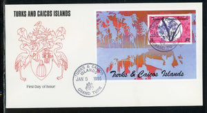 Turks & Caicos Scott #1118 FIRST DAY COVER Orchids Flowers FLORA S/S $$