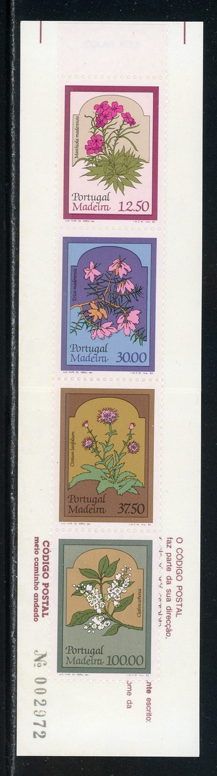 Madeira Scott #93a MNH BOOKLET COMPLETE Flowers FLORA CV$6+