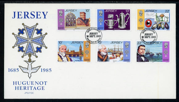 Jersey Scott #366-371 FIRST DAY COVER Huguenot Heritage RELIGION $$