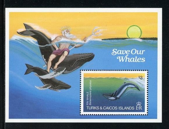 Turks & Caicos Islands Scott #572 MNH S/S Fin Whale FAUNA CV$12+