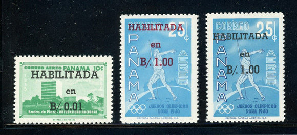 PANAMA MNH: Scott #C248-C250 SCHGs of 1961 Sports Javelin CV$4+