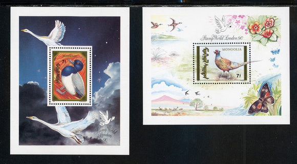 Mongolia Scott #1943-1944 MNH S/S Stamp World London '80 Birds FAUNA CV$14+