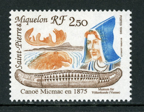 St. Pierre & Miquelon Scott #550 MNH Micmac Canoe $$