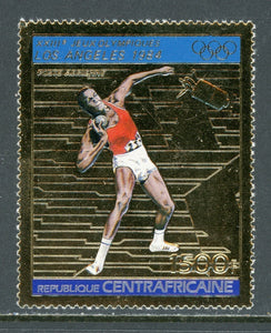 Central African Republic Scott #605A MNH GOLD FOIL OLYMPICS Los Angeles CV$25+