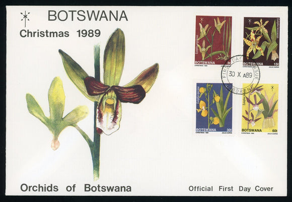 Botswana Scott #464-467 FIRST DAY COVER Orchids FLORA CHRISTMAS $$