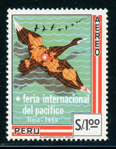 Peru MNH: Scott #C165 International Pacific Fair FAUNA MAP 1959 CV$3+