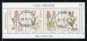 Sweden Scott #1419 U S/S Wild Orchids FLORA CV$6+