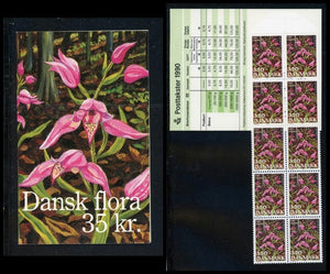 Denmark Scott #921 MNH BOOKLET COMPLETE Orchids Flowers FLORA CV$30+