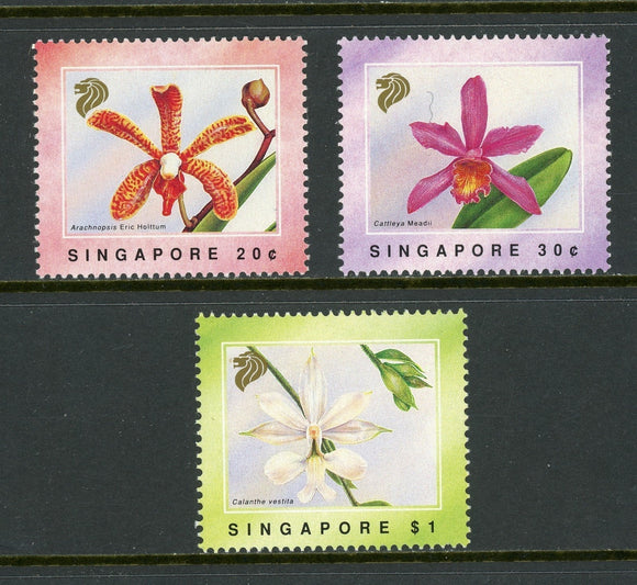 Singapore Scott #602-604 MNH Orchids Flowers FLORA CV$5+