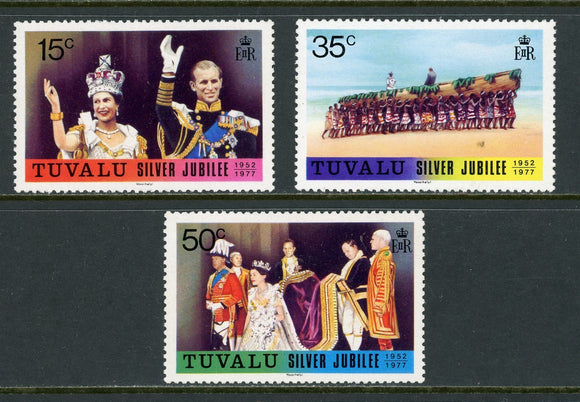 Tuvalu Scott #43-45 MNH Queen Elizabeth II Reign Silver Jubilee CV$5+