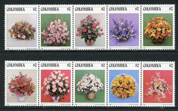 Colombia Scott #900 MNH STRIPS Flowers Orchids FLORA $$