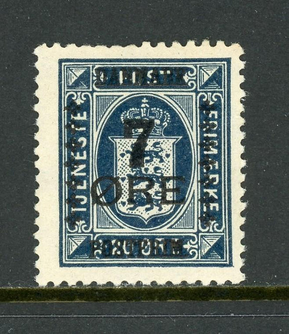 Denmark Scott #191 MNH Official Stamp OVPT 7o on 20o indigo CV$19+